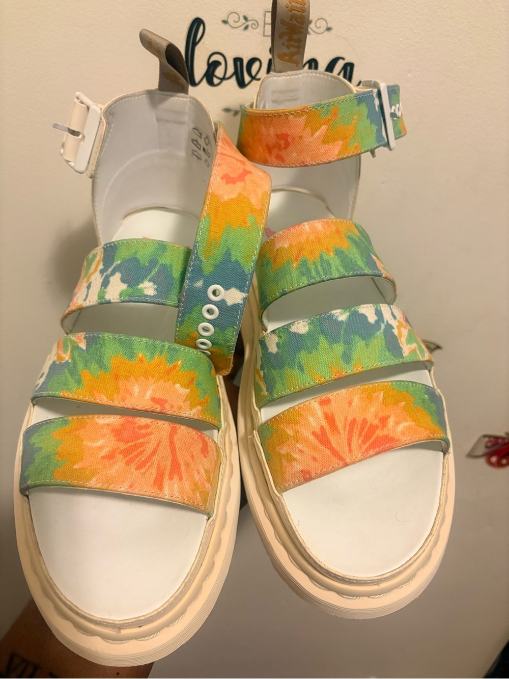 Women Tie-Dye Strap Sandals - White Sole